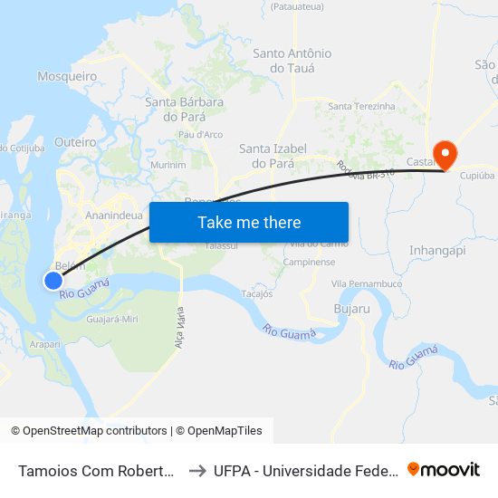 Tamoios Com Roberto Camelier to UFPA - Universidade Federal Do Pará map