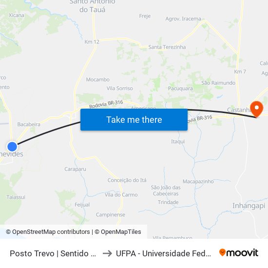 Posto Trevo | Sentido Mosqueiro to UFPA - Universidade Federal Do Pará map
