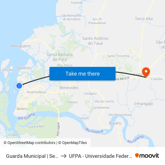 Guarda Municipal | Sentido Sul to UFPA - Universidade Federal Do Pará map