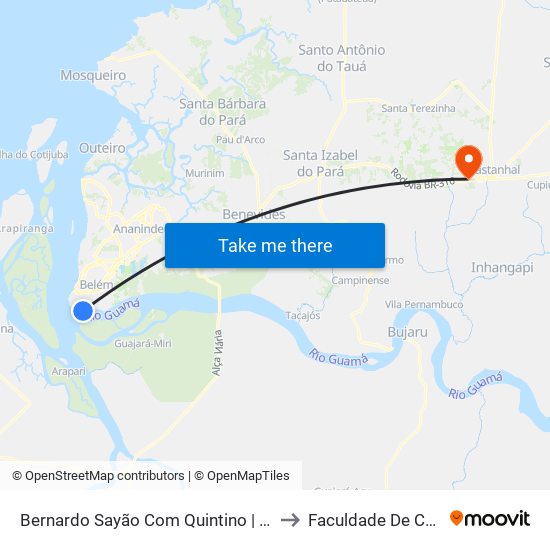 Bernardo Sayão Com Quintino | Sentido UFPA to Faculdade De Castanhal map