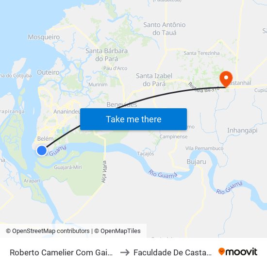 Roberto Camelier Com Gaiapos to Faculdade De Castanhal map