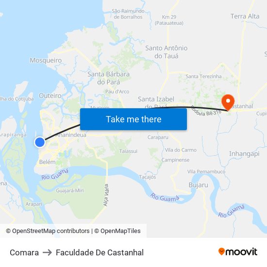 Comara to Faculdade De Castanhal map