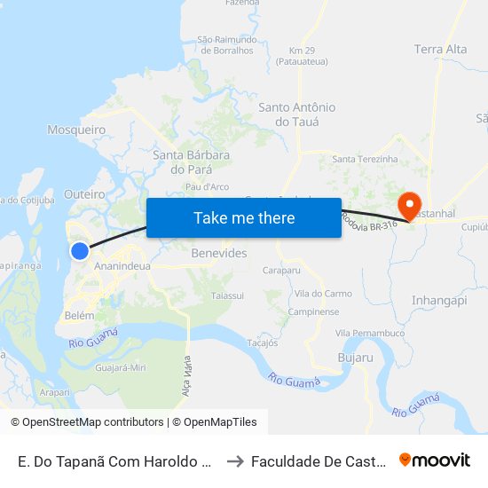 E. Do Tapanã Com Haroldo Veloso to Faculdade De Castanhal map