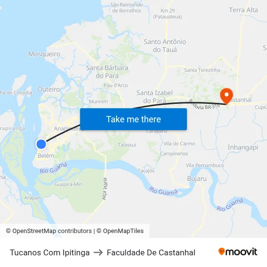 Tucanos Com Ipitinga to Faculdade De Castanhal map