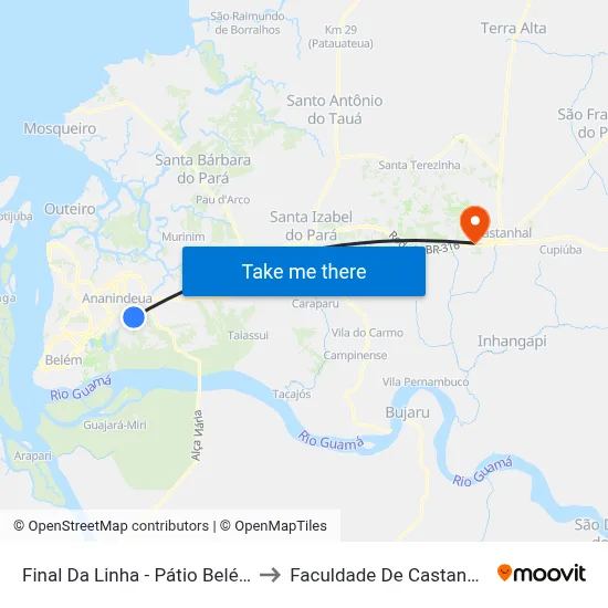 Final Da Linha - Pátio Belém to Faculdade De Castanhal map