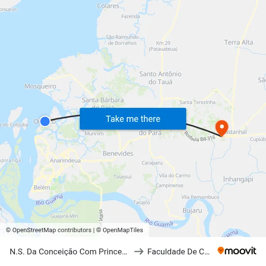 N.S. Da Conceição Com Princesinha Do Mar to Faculdade De Castanhal map