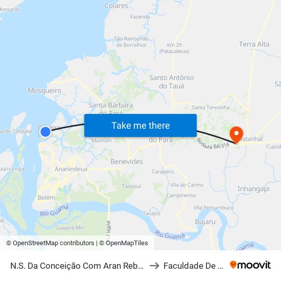 N.S. Da Conceição Com Aran Rebouças | Sentido Sul to Faculdade De Castanhal map