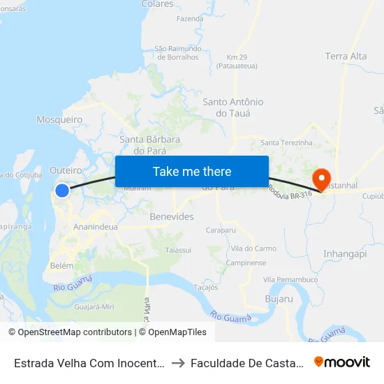 Estrada Velha Com Inocentes II to Faculdade De Castanhal map