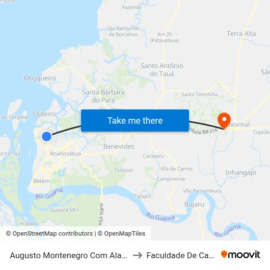 Augusto Montenegro Com Alameda Pará to Faculdade De Castanhal map