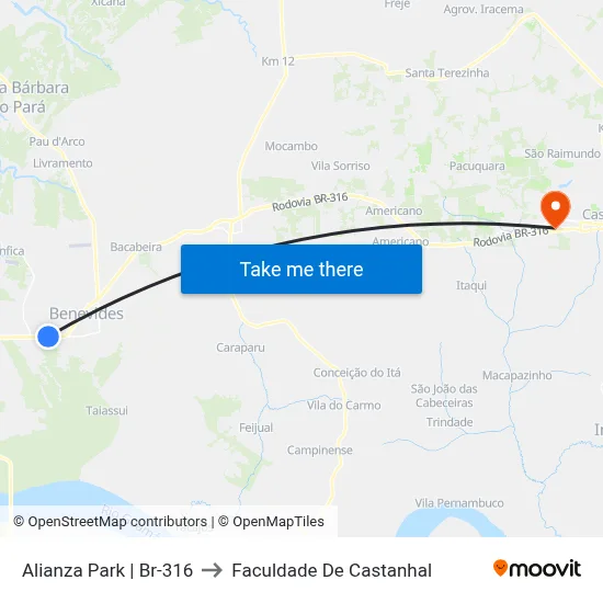 Alianza Park | Br-316 to Faculdade De Castanhal map