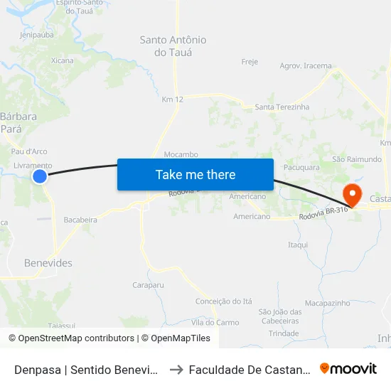Denpasa | Sentido Benevides to Faculdade De Castanhal map