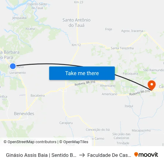 Ginásio Assis Baia | Sentido Benevides to Faculdade De Castanhal map