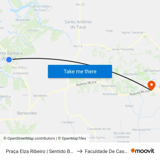 Praça Elza Ribeiro | Sentido Benevides to Faculdade De Castanhal map
