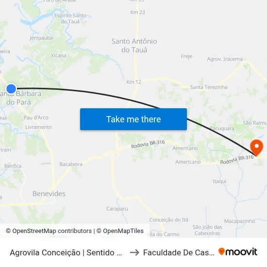 Agrovila Conceição | Sentido Benevides to Faculdade De Castanhal map