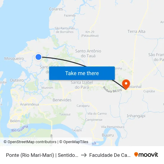 Ponte (Rio Mari-Mari) | Sentido Benevides to Faculdade De Castanhal map