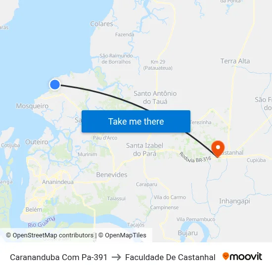 Carananduba Com Pa-391 to Faculdade De Castanhal map
