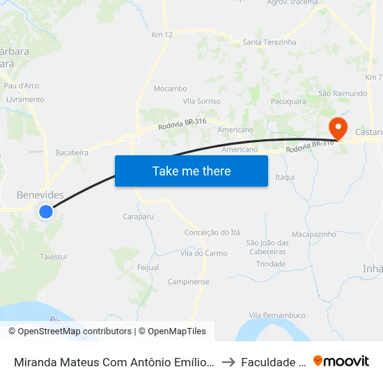 Miranda Mateus Com Antônio Emílio | Panificadora Ki-Massa | Sentido Sul to Faculdade De Castanhal map
