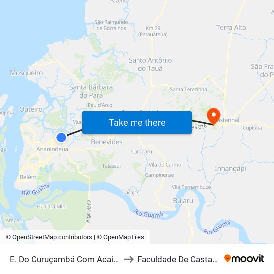 E. Do Curuçambá Com Acaituba to Faculdade De Castanhal map