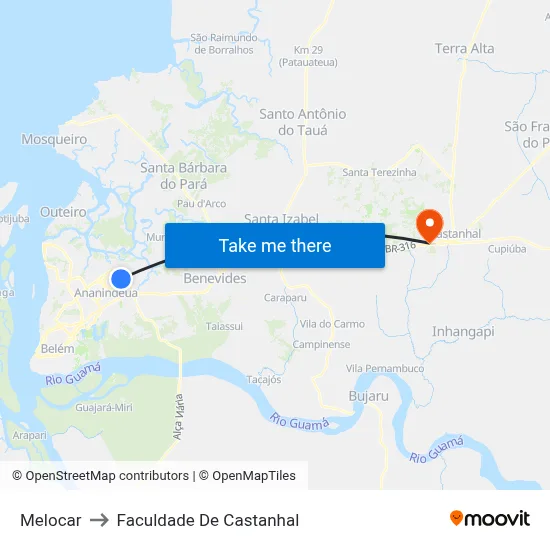 Melocar to Faculdade De Castanhal map