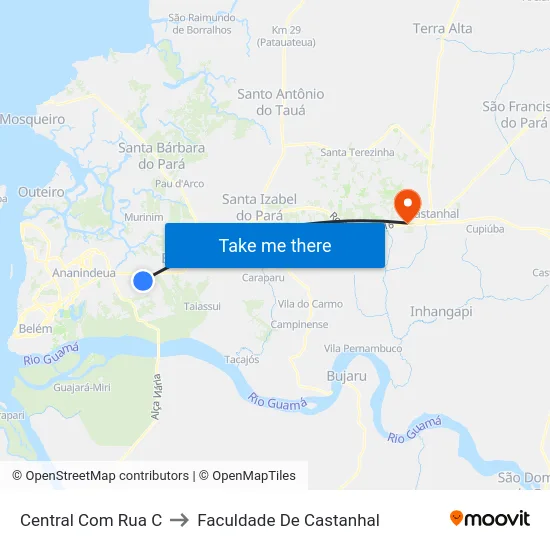 Central Com Rua D to Faculdade De Castanhal map