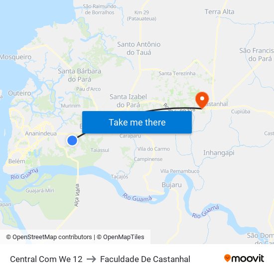 Central Com We 12 to Faculdade De Castanhal map