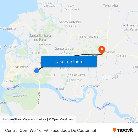 Central Com We 16 to Faculdade De Castanhal map