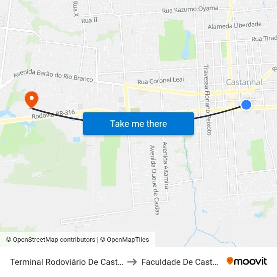 Terminal Rodoviário De Castanhal to Faculdade De Castanhal map