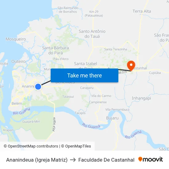 Ananindeua (Igreja Matriz) to Faculdade De Castanhal map