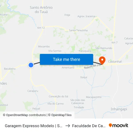 Garagem Expresso Modelo | Santa Izabel to Faculdade De Castanhal map