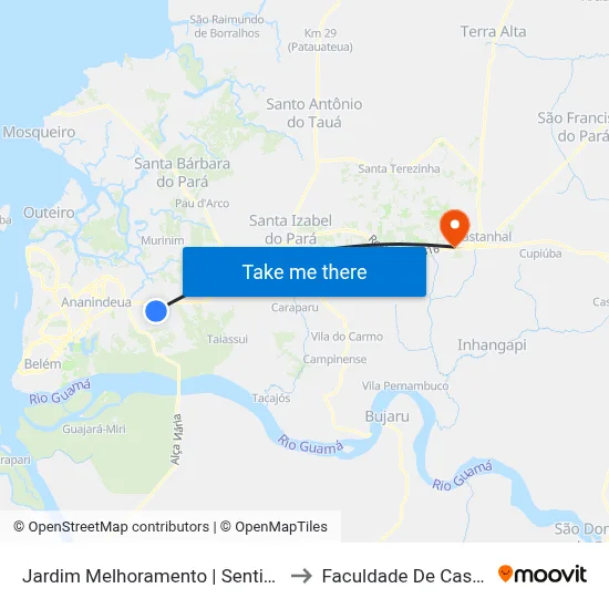 Jardim Melhoramento | Sentido Norte to Faculdade De Castanhal map