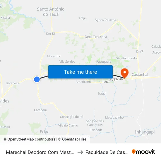 Marechal Deodoro Com Mestre Rocha to Faculdade De Castanhal map