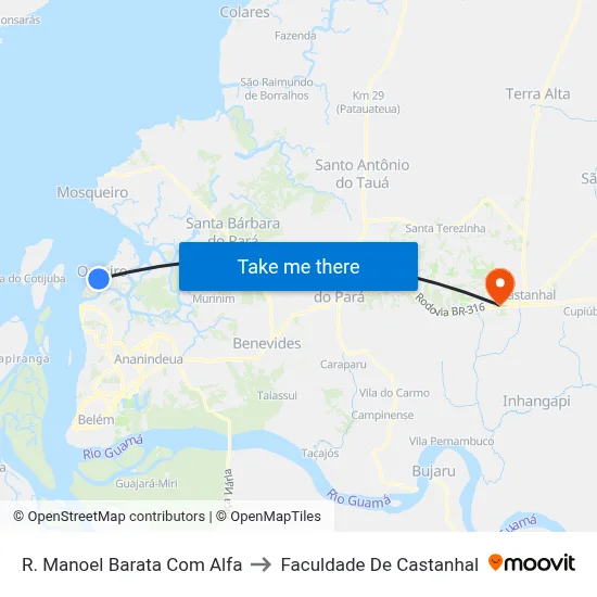 R. Manoel Barata Com Alfa to Faculdade De Castanhal map