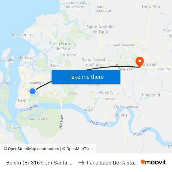 Belém (Br-316 Com Santa Maria) to Faculdade De Castanhal map