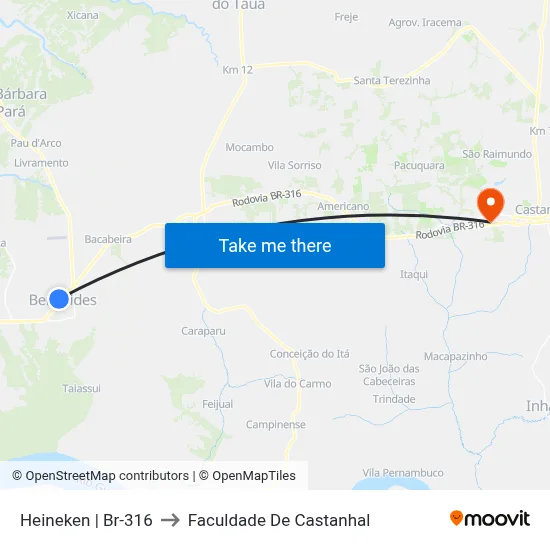 Heineken | Br-316 to Faculdade De Castanhal map