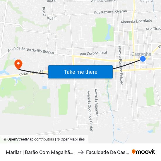 Marilar | Barão Com Magalhães Barata to Faculdade De Castanhal map