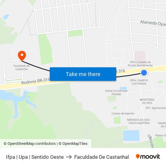 Ifpa | Upa | Sentido Oeste to Faculdade De Castanhal map