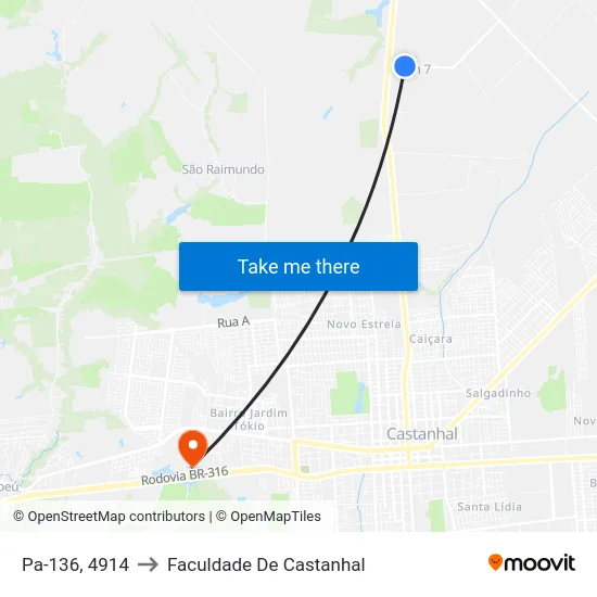 Pa-136, 4914 to Faculdade De Castanhal map