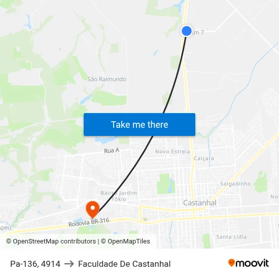 Pa-136, 4914 to Faculdade De Castanhal map