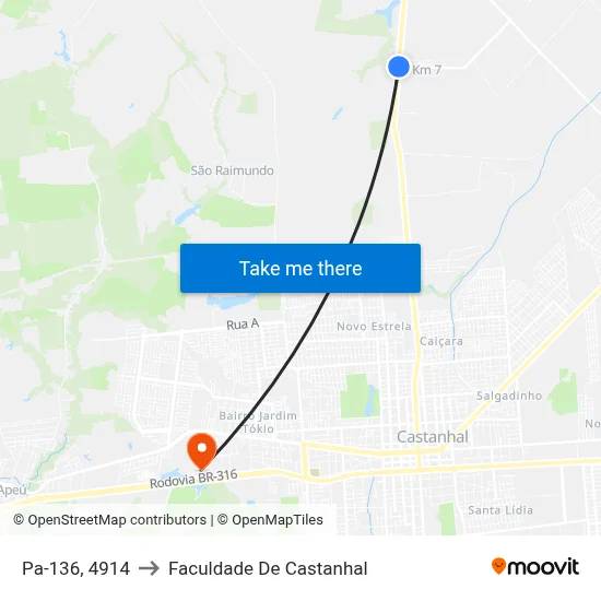 Pa-136, 4914 to Faculdade De Castanhal map