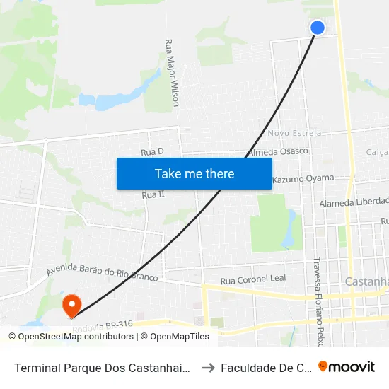 Terminal Parque Dos Castanhais | Sentido Leste to Faculdade De Castanhal map