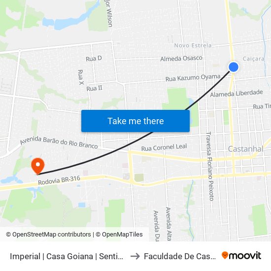 Imperial | Casa Goiana | Sentido Norte to Faculdade De Castanhal map
