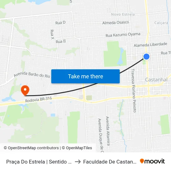 Praça Do Estrela | Sentido Sul to Faculdade De Castanhal map
