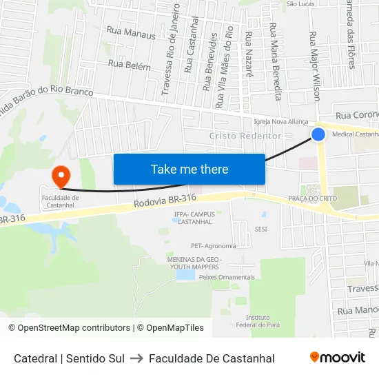 Catedral | Sentido Sul to Faculdade De Castanhal map