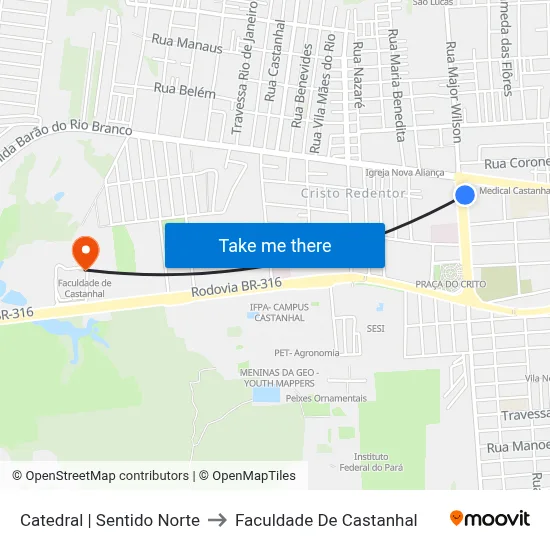 Catedral | Sentido Norte to Faculdade De Castanhal map