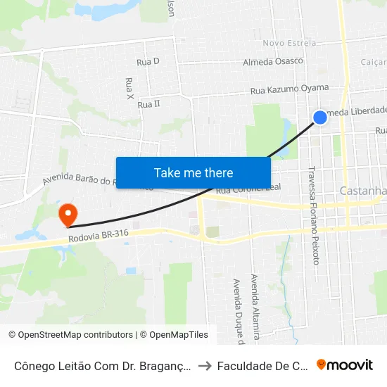 Cônego Leitão Com Dr. Bragança | Sentido Sul to Faculdade De Castanhal map