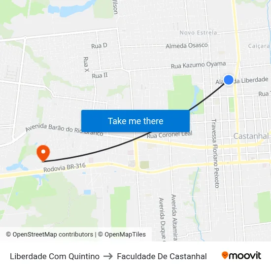 Liberdade Com Quintino to Faculdade De Castanhal map