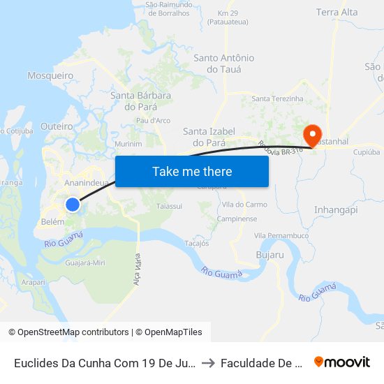 Euclides Da Cunha Com 19 De Junho | Sentido Sul to Faculdade De Castanhal map