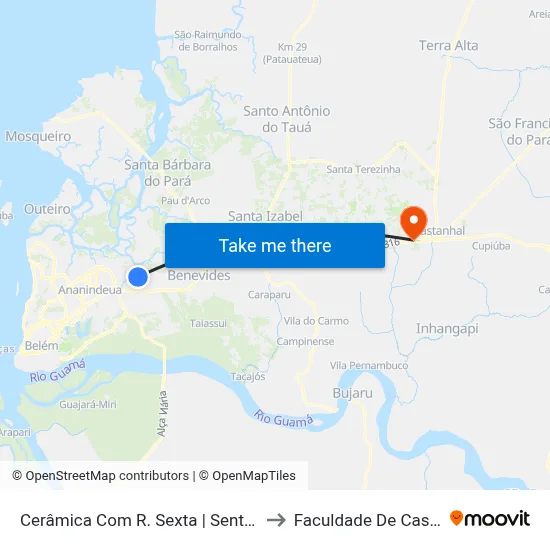Cerâmica Com R. Sexta | Sentido Norte to Faculdade De Castanhal map