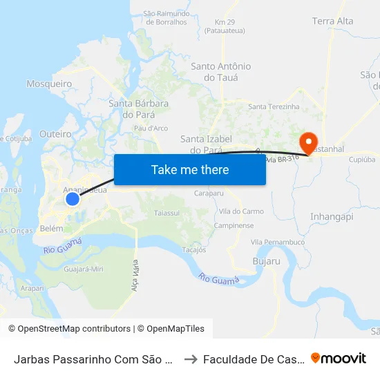Jarbas Passarinho Com São Raimundo to Faculdade De Castanhal map