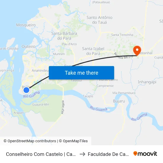 Conselheiro Com Castelo | Capuchinhos to Faculdade De Castanhal map